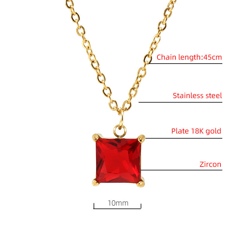 Wholesale 18K Stainless Steel Square Zircon Necklace OLY-NE-ZY001